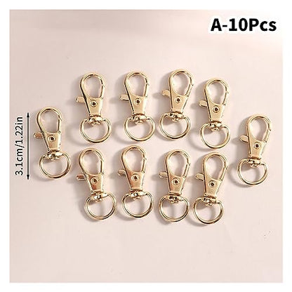 BREAKA 10Pcs/Set Metal Swivel Lobster Hook Clasp Keyring Snap Clasp Bag Jewelry Lanyard Trigger Buckle DIY Bag Accessories (Color : G) - color: G