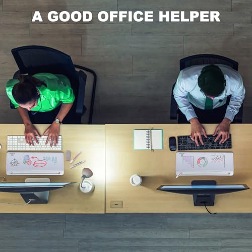 Small Desktop Whiteboard -Glass Dry Erase Board Computer Keyboard Stand White Board Surface Pad with Drawer, Desk Organizers with Accessories for Office, Home, School Supplies - White - color: White