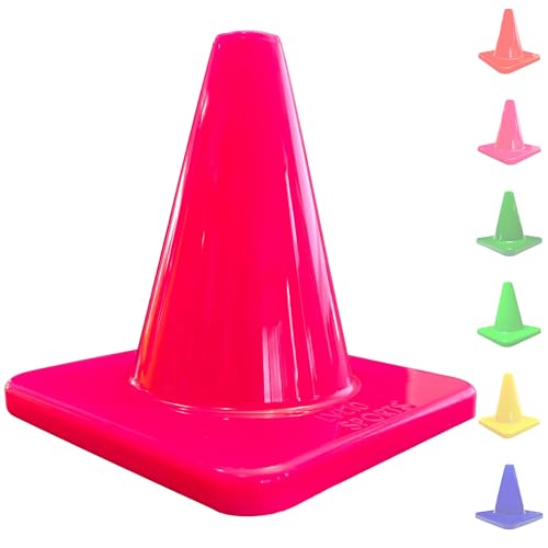 LVL10 Pro Training Cones - 6" Soccer Training Cones for Sports - for Basketball, Football, Basketball and Agility Drills - Soccer Field Markers that Won't Crack, Slide or Fly - color: Pink, style: 20 Pack