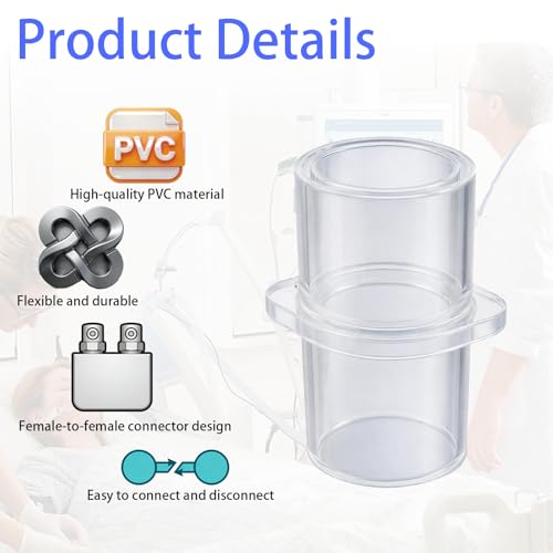 CPAP Hose Coupler Adapter, CPAP Connector Tubing for Connecting Standard 22mm CPAP Tubing, Tubing Adapter for CPAP Machine, 15mm ID x 22mm OD, 2 Packs