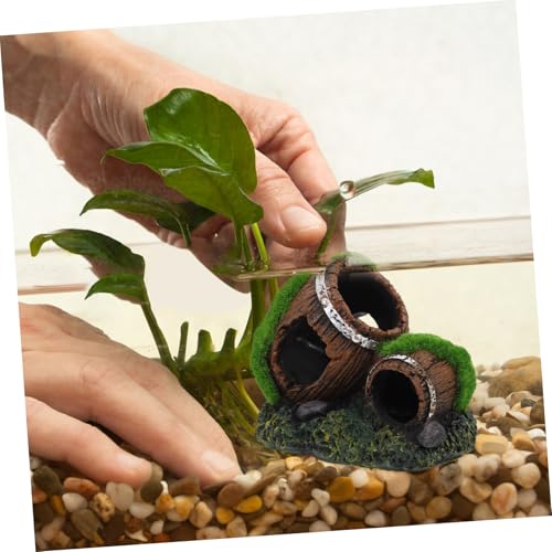 Holibanna Aquarium Decoration Resin Wine Barrel Ornament for Fish Tank Shrimp Cave Hideout and Aesthetic Decor for Betta Fish for Terrarium Garden and Aquatic Environments