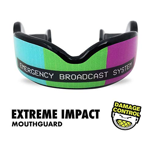 DAMAGE CONTROL Extreme Impact Sports Mouth Guard – Emergency Broadcast - color: Emergency Broadcast System, size: Adult