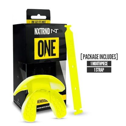 Nxtrnd One Football Mouth Guard, Strap Included, Fits Adult & Youth (Neon Yellow) - color: Neon Yellow