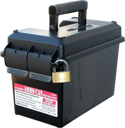 MTM AC50C-40 Ammo Can, 50-Caliber, Heavy-Duty Dual Latching System, Rugged Polypropylene Plastic, O-Ring Seal System, Water Resistant, Bulk Ammo Storage, USA Made, Black - color: Black, size: 50-Caliber