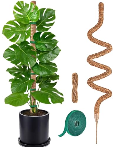 MAFONE Moss Pole, 47 Inch Bendable Moss Pole Plant Support for Monstera for Climbing Plants Indoor, Handmade Coco Coir Plant Pole Sticks Support Stakes