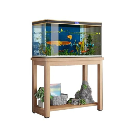 Oak Wood Aquarium Stand 2 Tier, Fish Tank Stand Cabinet for Living Room, Heavy Turtle Tank Stand/Reptile Holder, Fish Tank Display Table,Ligjt Grey,80x40cm(31 1/2 - color: Ligjt Grey, size: 80x40cm(31 1/2