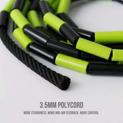 Elevate Rope Beaded Jump Rope, 1 in Beads, 10 ft Adjustable, Segmented - color: Black/Green
