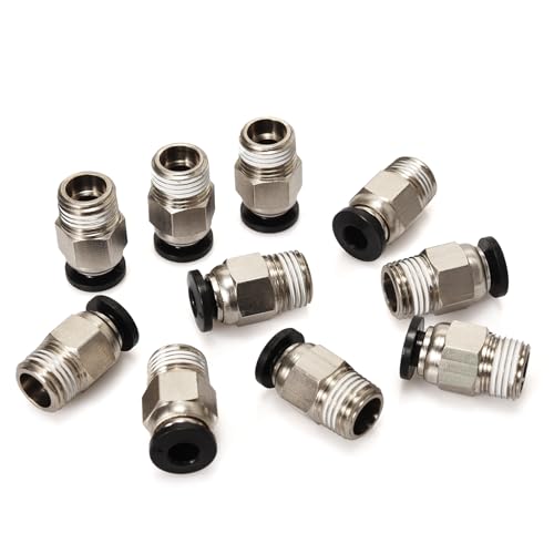 BIQU PC4-M10 Pneumatic Connector Fittings Bowden Tube Coupler Male Straight PTFE Tube Push for E3D-V6 Bowden Extruder Compatible with Ender-3 Ender-3 V2 3D Printers (Pack of 10pcs) - style: 10pcs