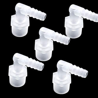 Hose Barb Fitting Elbow 5/16" Hose Barb x 1/2 Male NPT Barbed Adapter for Fuel Gas Liquid Air (Pack of 5) - size: 5/16" Hose Barb x 1/2 Male
