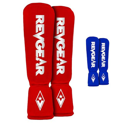 Revgear Dominator Muay Thai Shin Guard, MMA, Kickboxing. Cloth with Instep - color: Red, size: XX-Large