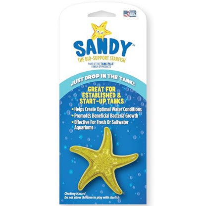 Sandy The Bio-Support Starfish - 1 Pack, Yellow- Promotes A Healthy Balanced Aquarium Ecosystem, Probiotic Growth, Tank Environment Control - style: 1 Pack
