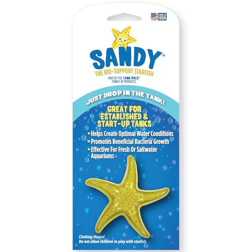 Sandy The Bio-Support Starfish - 1 Pack, Yellow- Promotes A Healthy Balanced Aquarium Ecosystem, Probiotic Growth, Tank Environment Control - style: 1 Pack