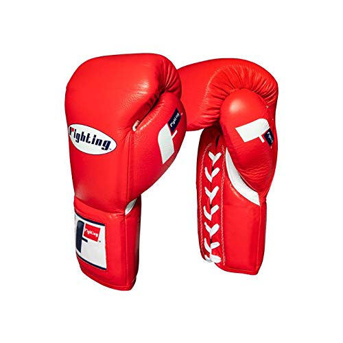 Fighting Certified Pro Fight Gloves - Lace Up Boxing Gloves for Competition, Sparring, Training & Bag Work - color: Red, size: 8 oz
