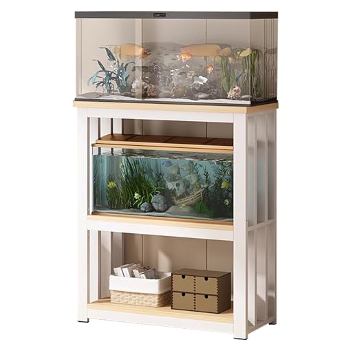 Adjustable 3-Tier Metal Terrarium Stand - Multi-Functional Storage Shelf for Fish Tanks, Plants, & Home Décor - Perfect for Living Room, Entryway & Organizing Spaces - color: White, size: 60x35cm (23 5/8" x 13 3/4")