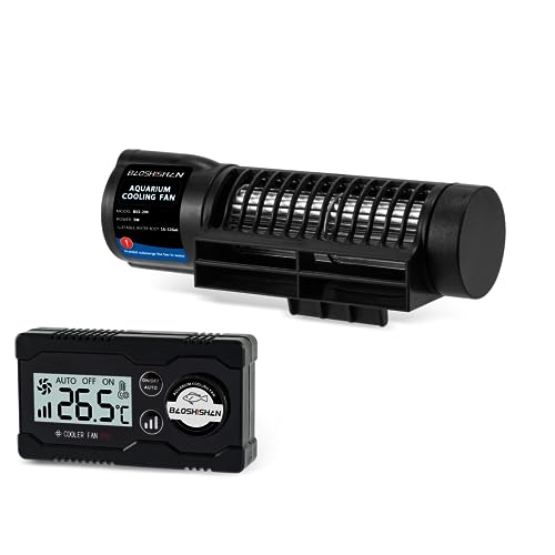 BAOSHISHAN Aquarium Chiller Fan with Auto Temperature Control | Adjustable 3 Speed, Cooling Effect 3-5℉, 120° Rotation Aquarium Cooler, Fit Rimless Axolotl & Coral Aquarium (Glass <0.98")