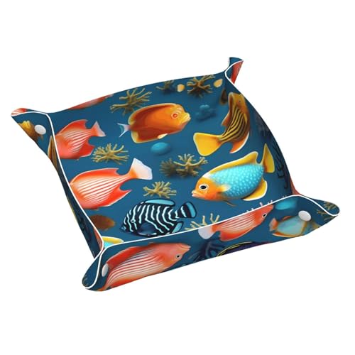 Submarine Reef Fish Leather Storage Tray Small Stylish and Personalized Small Items and Cosmetics Organizer