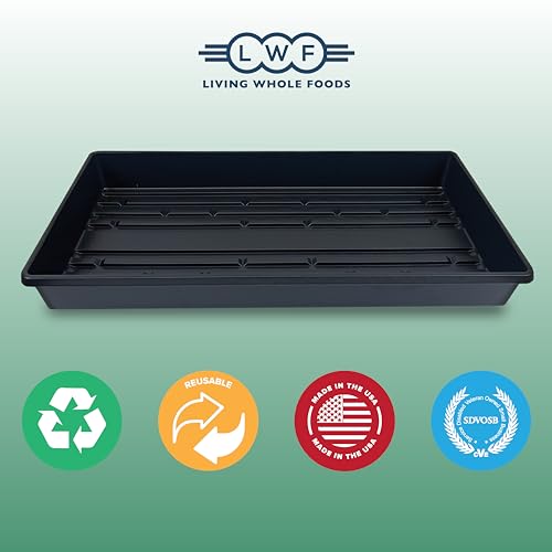 10 Plant Growing Trays (No Drain Holes) - 20" x 10" - Perfect Garden Seed Starter Grow Trays: for Seedlings, Indoor Gardening, Growing Microgreens, Wheatgrass & More - Soil or Hydroponic - size: No drain holes