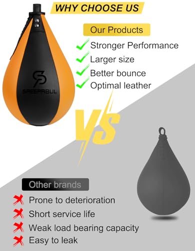 Speed Bag,Speed Bag for Boxing,PU Leather Reflex Training Pear Shaped Punching Bag,Fast Reaction Skills Development Perfect for Kids Teens Adults Boxing Coaches - color: Pro Orange(9.5" x 7.1")