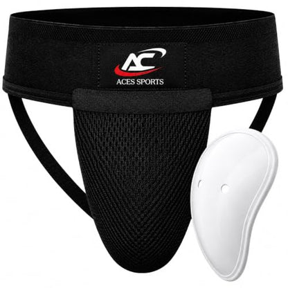Men’s Groin Guard with Cup, Boxing Jockstrap Protector for MMA, Kickboxing, Muay Thai, Karate & Martial Arts & Cricket - size: XL-Waist Size 37-40"