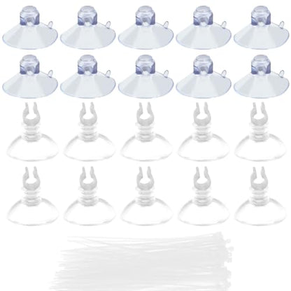 20 Pack 25mm Suction Cups and 0.2” Clips, Transparent Aquarium Suction Cups 100 Pcs Adjustable Zip Ties, Utility Sucker Pad for Fish Tank Decoration/Moss Shrimp Nest - style: Suction Cups*10，Clips*10