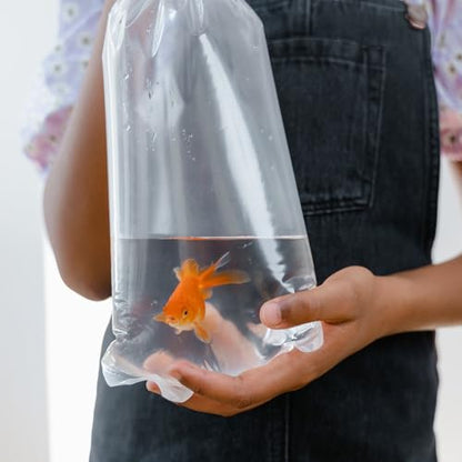 50pcs Ornamental Live Fish Transport Bags with Oxygen Plastic Packaging Bags for Aquarium Fish Shipping with Elastic Bands