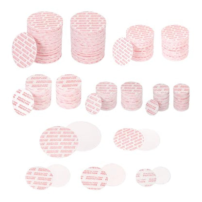 PATIKIL 20/24/28/38/51mm/0.79/0.95/1.1/1.5/2" Foam Lid Liner, 500pcs Adhesive Round PS Pressure Sensitive Seals for Plastic Glass Jar Bottle Cap Canning Vials Seals Red Text, White - size: 0.79/0.95/1.1/1.5/2 Inch