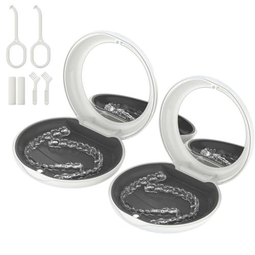 2 Pack Retainer Case with Mirror, Aligner Case Kit for Invisalign - color: 2 Pack - WhiteMirror
