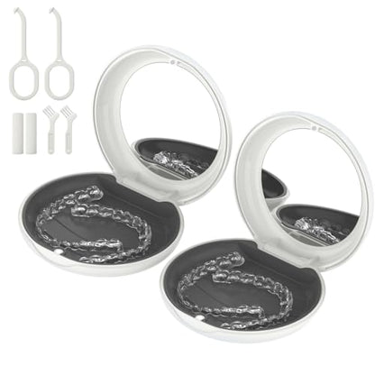 2 Pack Retainer Case with Mirror, Aligner Case Kit for Invisalign - color: 2 Pack - WhiteMirror