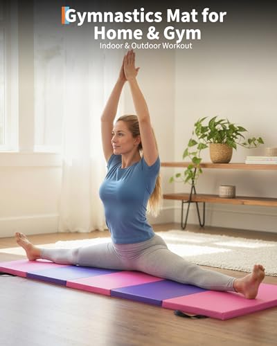Garvee Gymnastics Mat, 6.2Ft 2-Inch Thick 4-Fold | Exercise Floor Mat for Home Gym, Portable Yoga Mat for Pilates, Aerobics, Martial Arts & Training - size: 6.2x2.6Ft 1.8-Inch