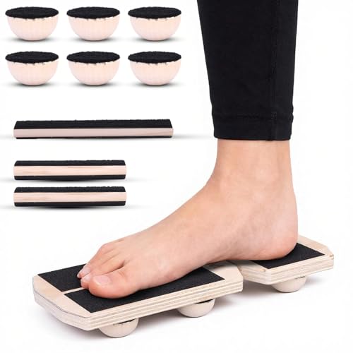 Ankle Balance Board, Non-Slip Strengthener Wood Wobble Board for Sprained, Posture Correction - Home Stability Exercises Balance Board - size: Round