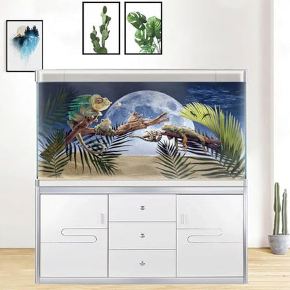 Moon Aquarium Background,Cool Sea Galaxy Parallel Space Themed Fish Tank Background, Cool Terrarium Background 36X18IN with 8 EVA Double-Sided Tape - color: Star05, size: 36X18in/90X45cm