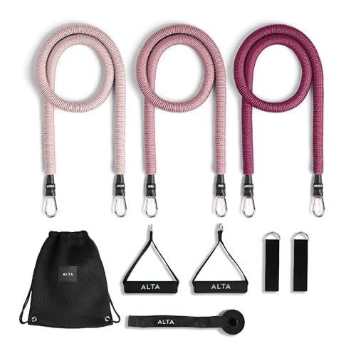 ALTA Resistance Tube Bands for Women, Full Kit Resistance Bands, Set of 3 | Full Kit Resistance Bands for Working Out with Handles, Ankle Straps, Door Anchor Home Workout Bands for Physical Therapy - color: Burst, size: 3 Band Set