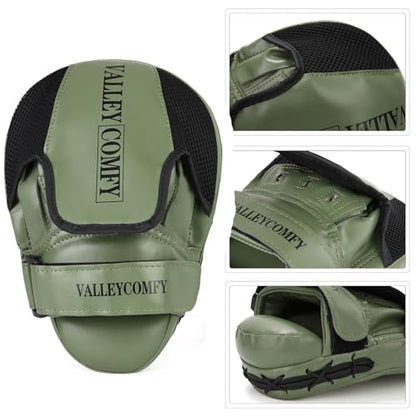 Valleycomfy Boxing Pads Punching Mitts for Training,Muay Thai,Martial Arts - color: Olive Green