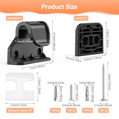 EZIGO Retractable Baby Gates Replacement Parts, Full Set Wall Mounting Accessories Including Brackets, Latches, Screws for 100/120 inch Extra Wide Baby Gate Mesh Gate Retractable Dog Gate, Black