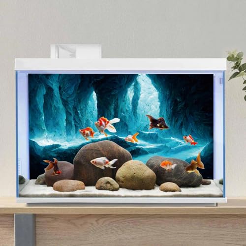 AWERT 48x24 inches Rock Cave Aquarium Background Rock Pillar Terrarium Background Cave Fish Tank Background
