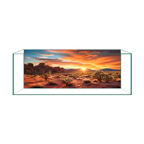 Aquarium Background & Terrarium Background – Ultra HD Static Cling, Tape-Free, Desert Sunset Design for Reptile Tank Decorations, Perfect for Bearded Dragon and Leopard Gecko Tanks 23.6 X 70.8 Inches - size: 23.6 X 70.8 Inches