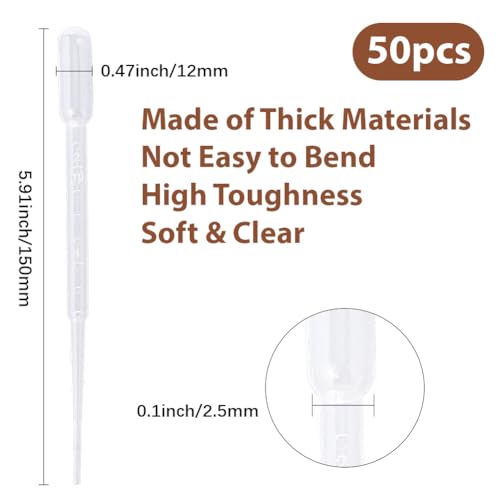 50Pcs 2ML Plastic Dropper Small Dropper Tool White Refillable Clear Essential Oil Laboratory Liquid Calibrated Eye Pipettes for Essential Oils Liquids Resin Activities Crafts Accessories - size: 5.91x0.47 inch(15x1.2cm)