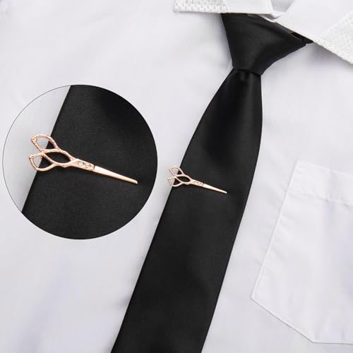 HAWSON 2/2.2 Inch Various Tie Clips for Men Unique, Personalized Novelty Tie Bars Pins Tacks, Funny Theme Wedding Holiday Gifts for Husband Groomsmens - style: Rose Gold Barber Scissors