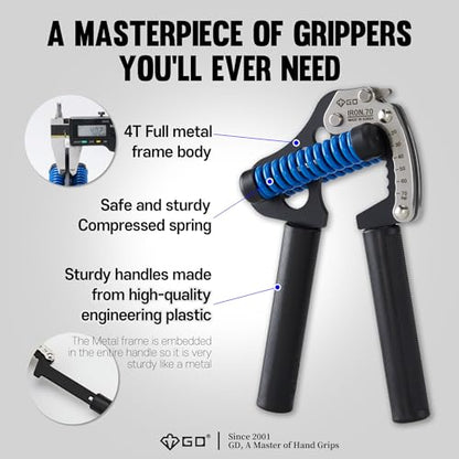 GD IRON GRIP 70 Grip Strength Trainer Hand Gripper Forearm Strengthener