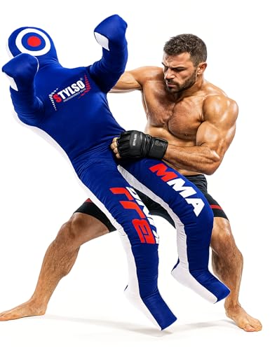 Un-Filled Grappling Dummy Wrestling Dummy Jiu Jitsu Dummy for BJJ MMA Judo Karate Practice Adult Kids - color: Blue, size: 6ft / 72"