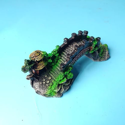 Aquarium Ornament Resin Arch Bridge Pavilion Tree Landscaping Rocks Poly Resin Bridge Faux Rocks Fish Tank Ornaments(13x6x5 cm/5.1x2.4x2 in) - size: 13x6x5 cm/5.1x2.4x2 in