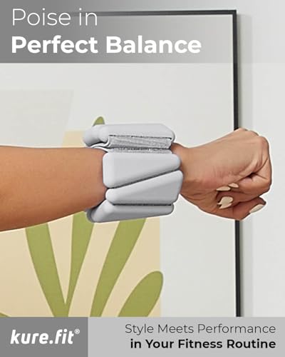Pilates Wrist & Ankle Weights | Adjustable Weighted Bangles | 1LB/2LB Each - color: Gray, size: 1 LB
