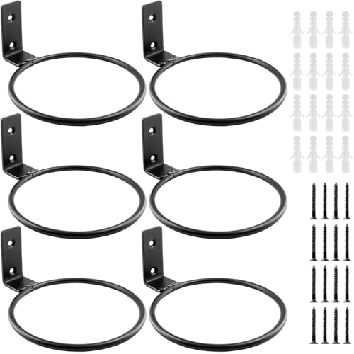 Jiozermi 6 Pack 8 inch Flower Pot Holder Ring, Flower Pot Holder Ring Wall Mounted Set Wall Mounted Metal Planter Hanger Matte Black Hanging Plant Holder - size: 8 Inch-6Pcs