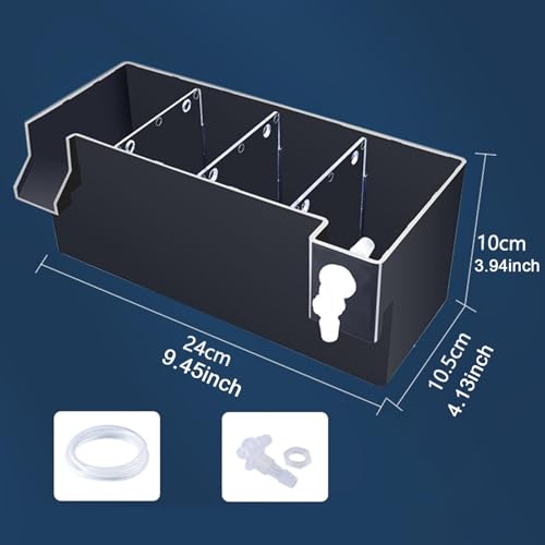 Aquarium Fish Tank Filter Drip Flow Box Clear Waterfall Increase Water Flow Hang on Filter Box Accessory for Small Fish Tanks, Black 24x10.5x10cm