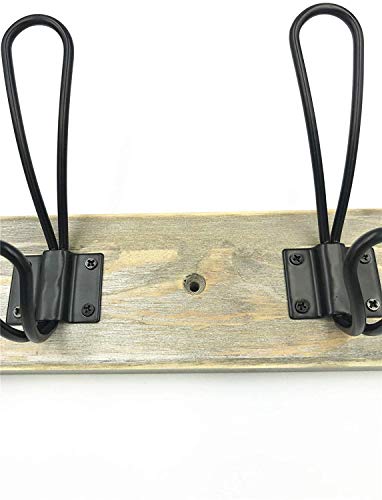 Wall Mounted Coat Rack, Wooden Entryway Vintage Rustic Coat Rack - size: Metal 4-Hook