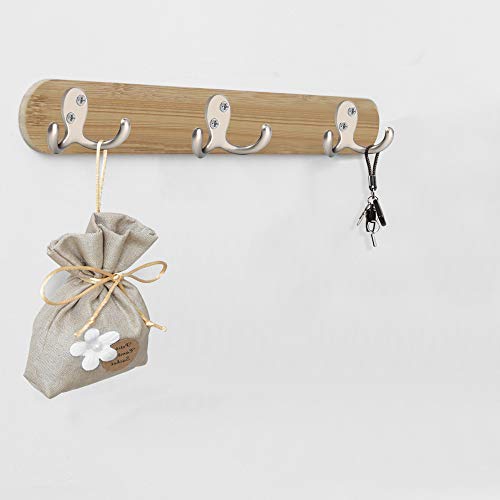 IBosins 8 Pack Silvery Double Prong Coat Hooks Wall Mounted with 16 Screws - color: 8 Pcs Silvery