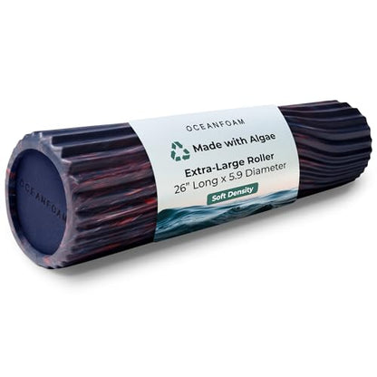 Oceanfoam Tsunami Roller - XL Soft Density Foam (Dark Navy, Red & Natural) - color: Dark Navy, Red & Natural Marbled