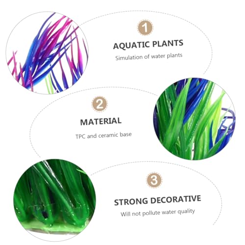 Alipis 2pcs Artificial Aquarium Grass Plants Fish Tank Decorations Flat Bottom and Weighted Base Lifelike Underwater Plant Arrangement