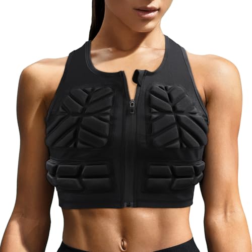 DGXINJUN Women Impact Chest Protector Vest – Padded Compression Shirt for Adult Lacrosse, Football, Softball Contact Sports - size: Small