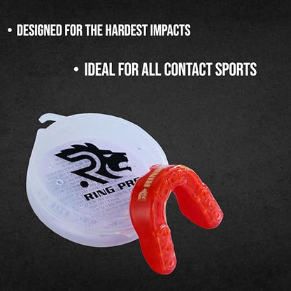 Mouth Guard for Boxing, MMA, Football, Basketball, Hockey, and All Contact Sports, Custom Fit for Adults and Youth, Teeth and Gum Protection - color: Red